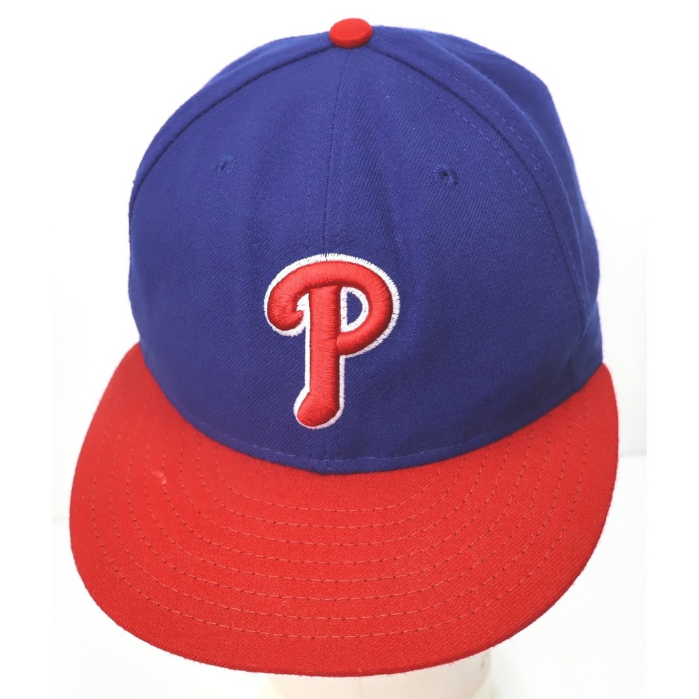 New Era Philadelphia Phillies Hat Mens 7 1/4 Blue Excellent 59FIFTY MLB Fitted